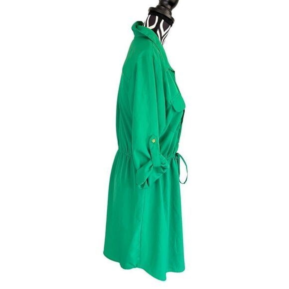 great shape🎉 MPH Collection, Emerald green buttoned belted dress, size S or 4 - Picture 4 of 7